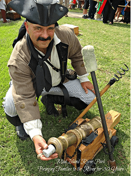 Damon Tobin demonstrating a small cannon